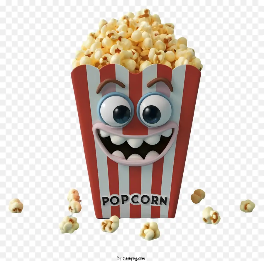 çizgi Film Popcorn，Gülümseyen Patlamış Mısır PNG