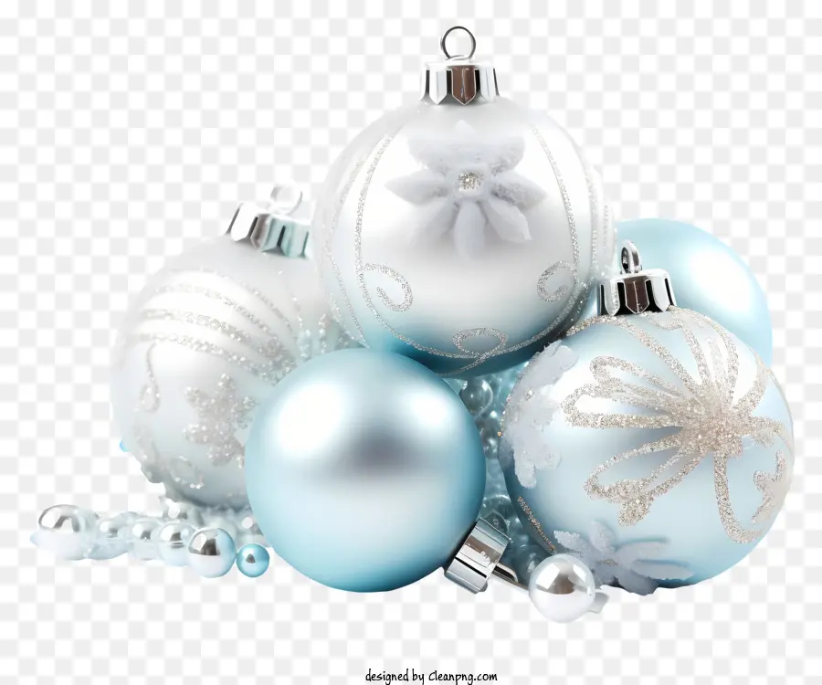 Noel Süsleri，Beyaz Ve Mavi Süsler PNG
