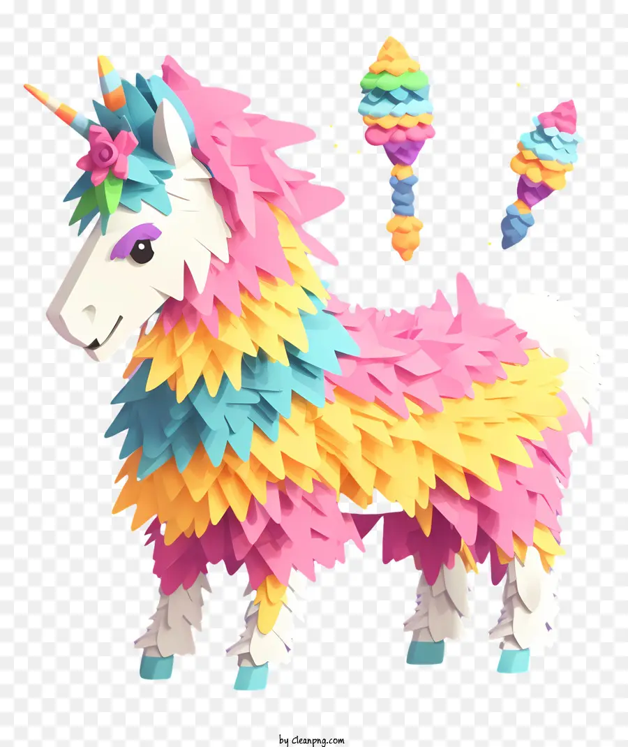 Tek Boynuzlu At，Renkli Tek Boynuzlu Piñata PNG