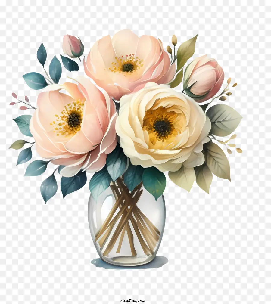 çiçek Aranjmanı，Pembe Ve Beyaz çiçekler PNG