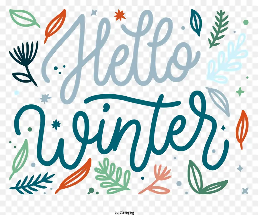 Merhaba Kış Tasarımı，Parlak Renkli Harfler PNG