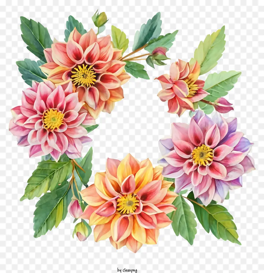 Daphne Çiçekleri，Renkli çelenk PNG