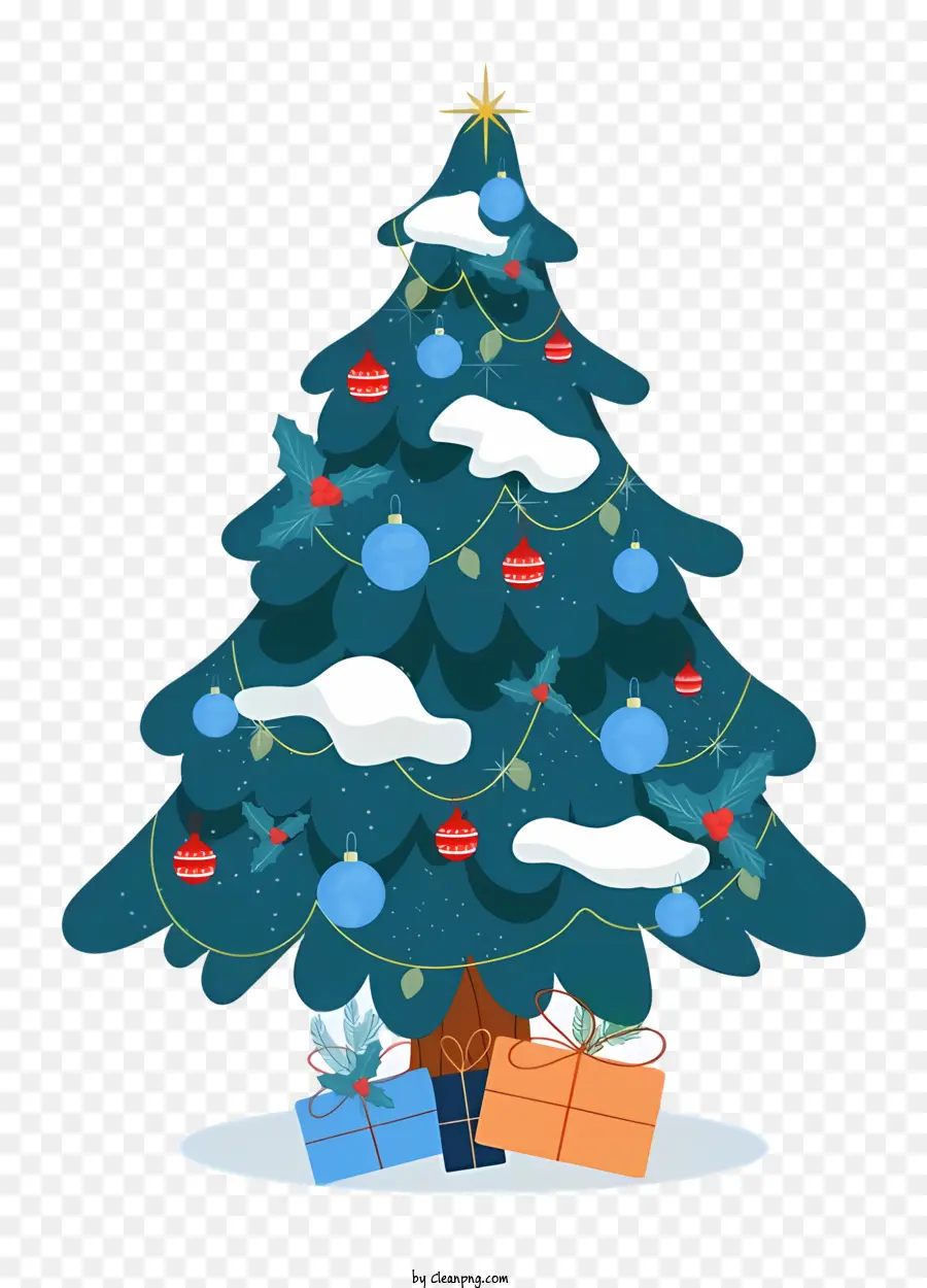 Karlı Noel Ağacı，Hediye PNG