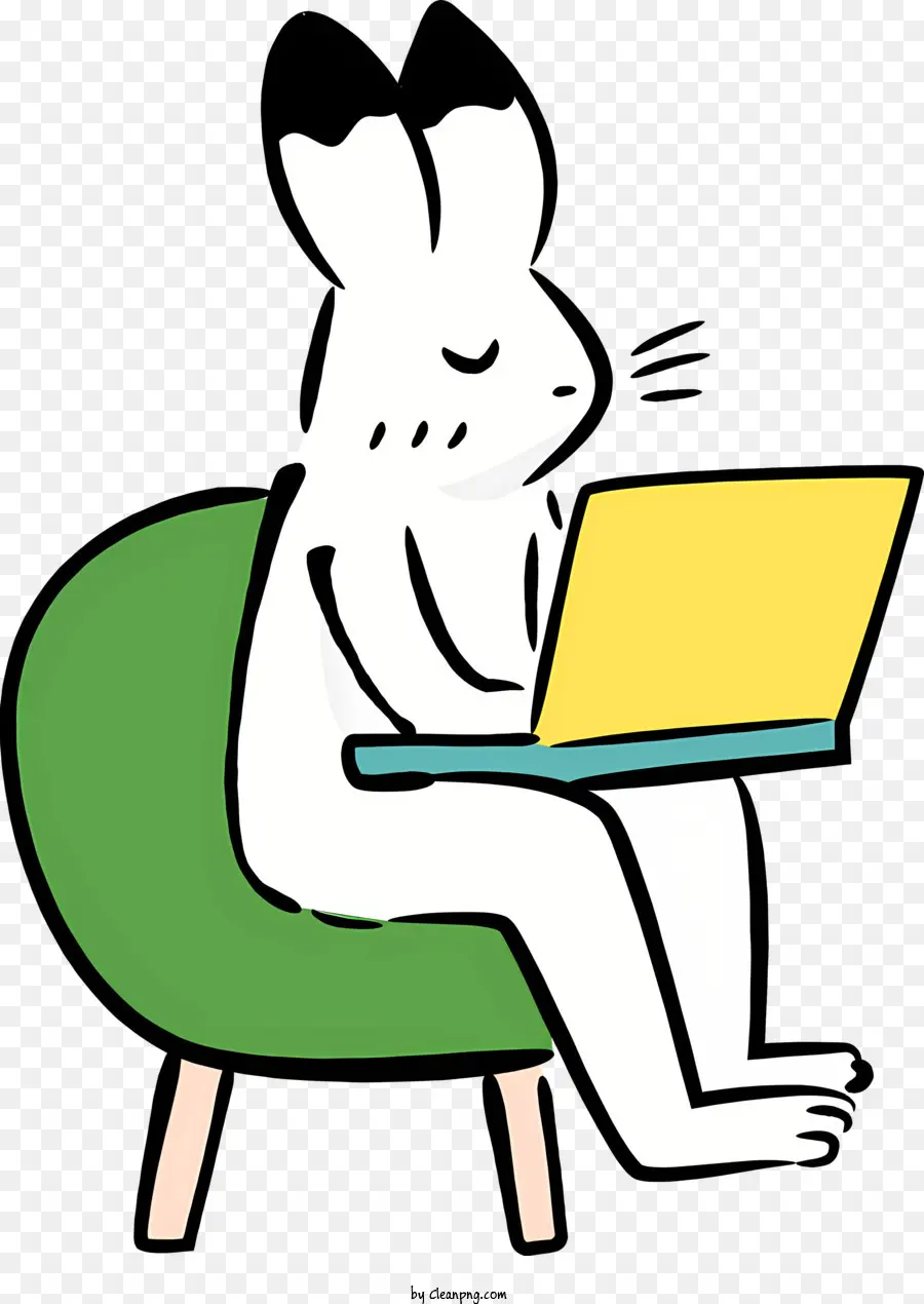 Dizüstü Bilgisayarda çalışan Tavşan，Ofis Tavşanı PNG