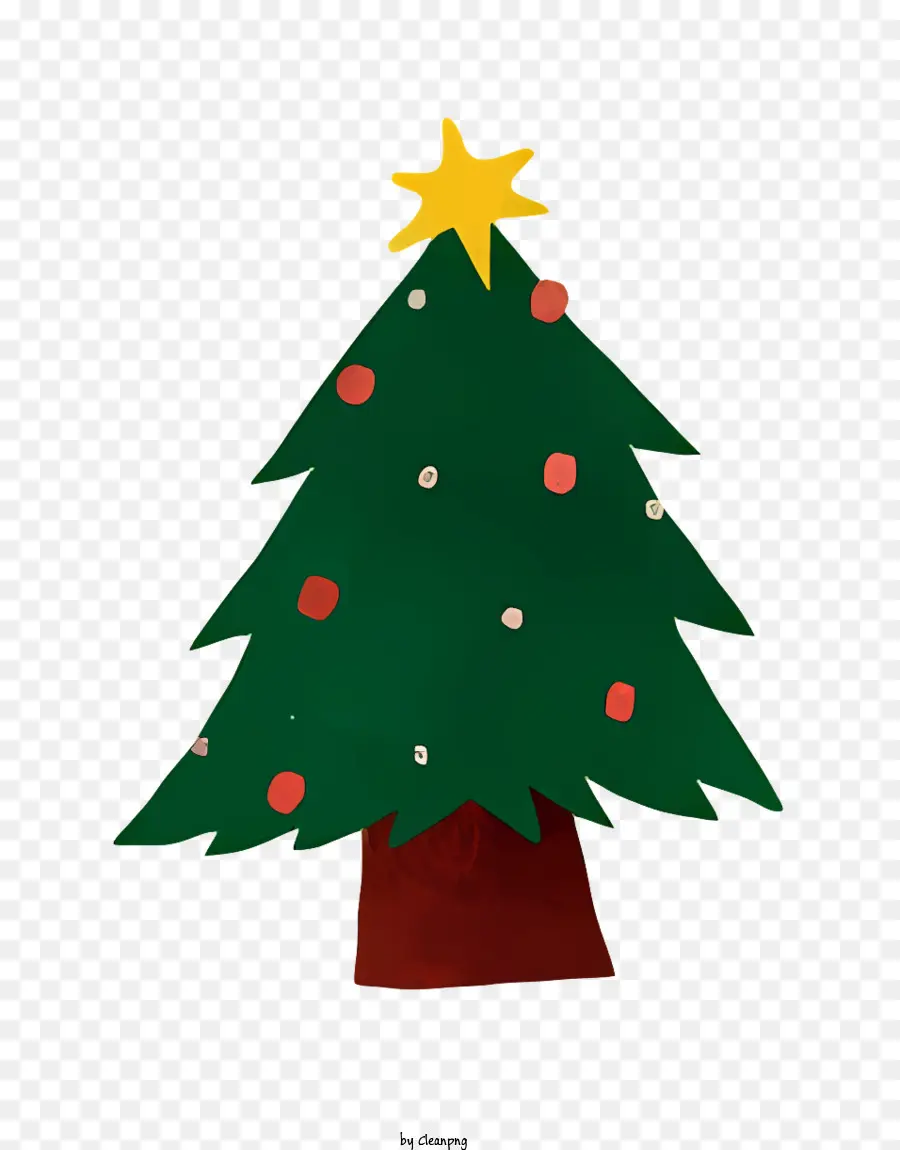 Yeşil Noel Ağacı，Kırmızı Ve Altın Süslemeler PNG