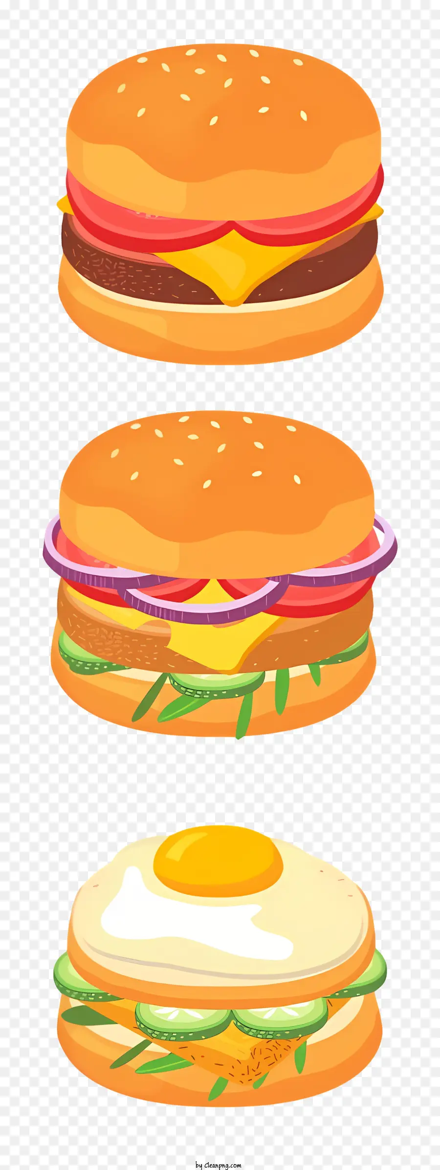 3 Boyutlu Illüstrasyon，Burgerler PNG