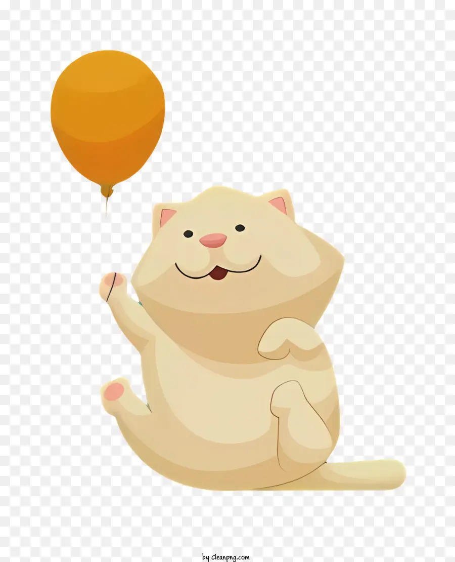 Karikatür Kedi，Turuncu Balon PNG