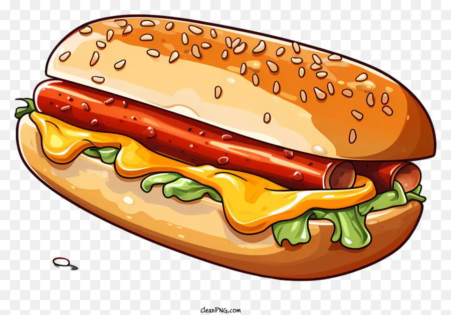 çizgi Film Hot Dog，Peynir Sosisli Sandviç Illüstrasyon PNG