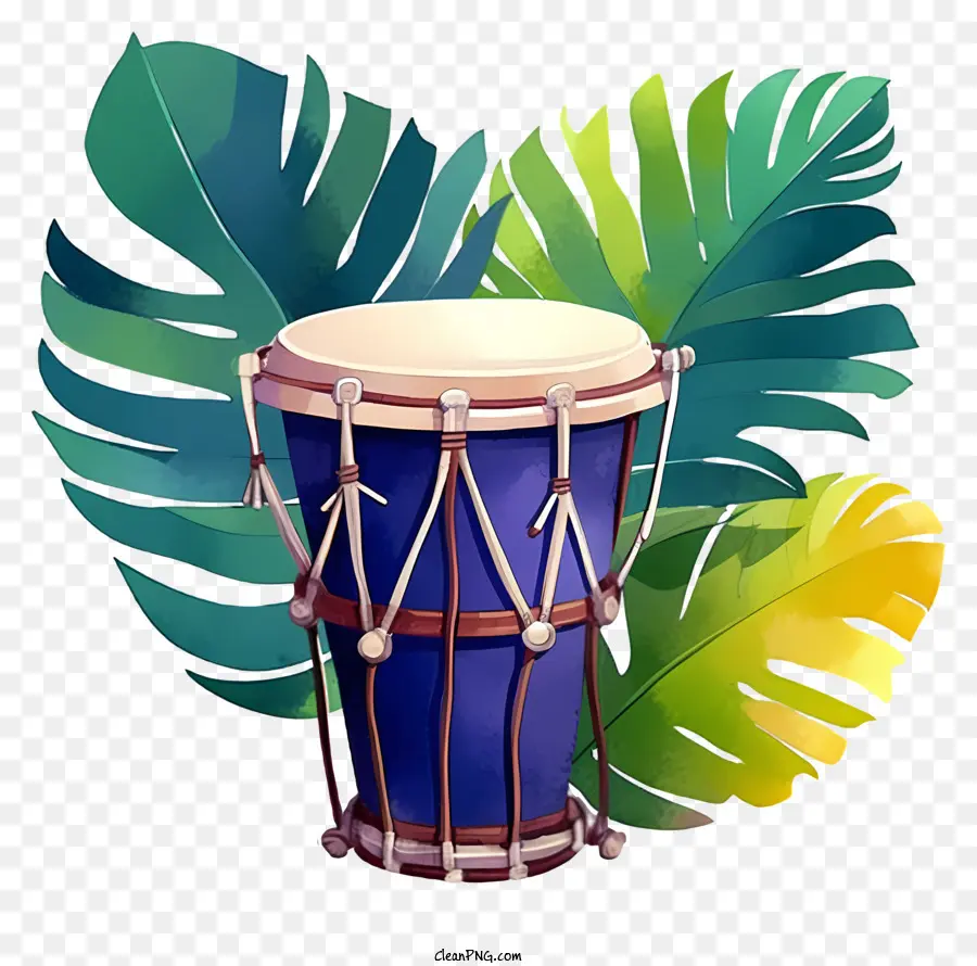 Mavi Drum，Palmiye Yaprağı Arka Plan PNG