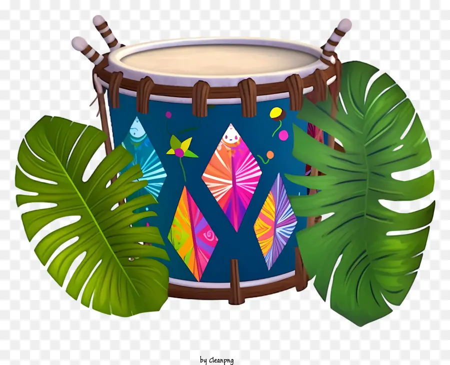 Mavi Drum，Tropikal Yapraklar PNG