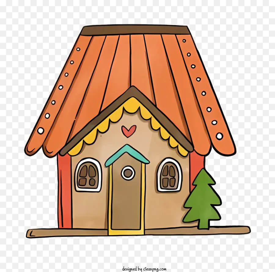 Gingerbread Evi，Kırmızı çatı PNG