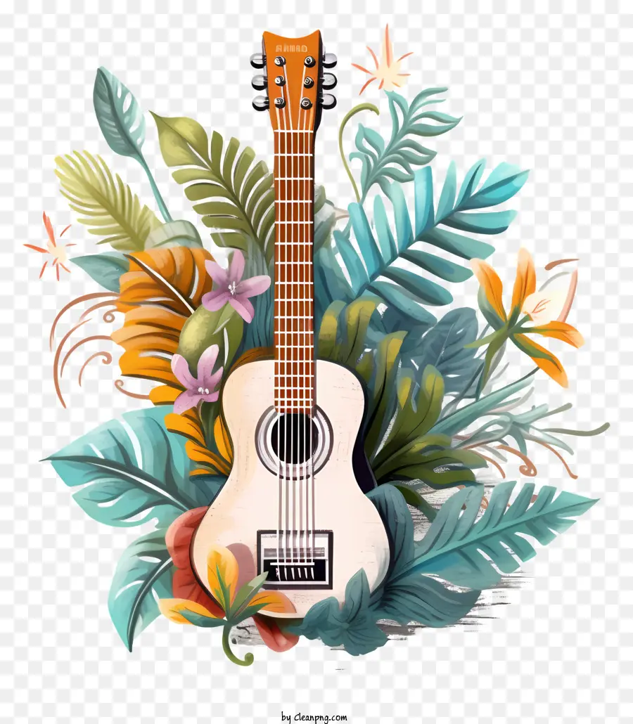 Gitar，çiçek Zemin PNG