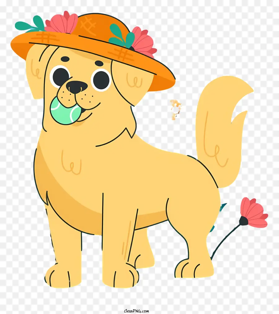 Karikatür Köpek，Sarı şapka PNG