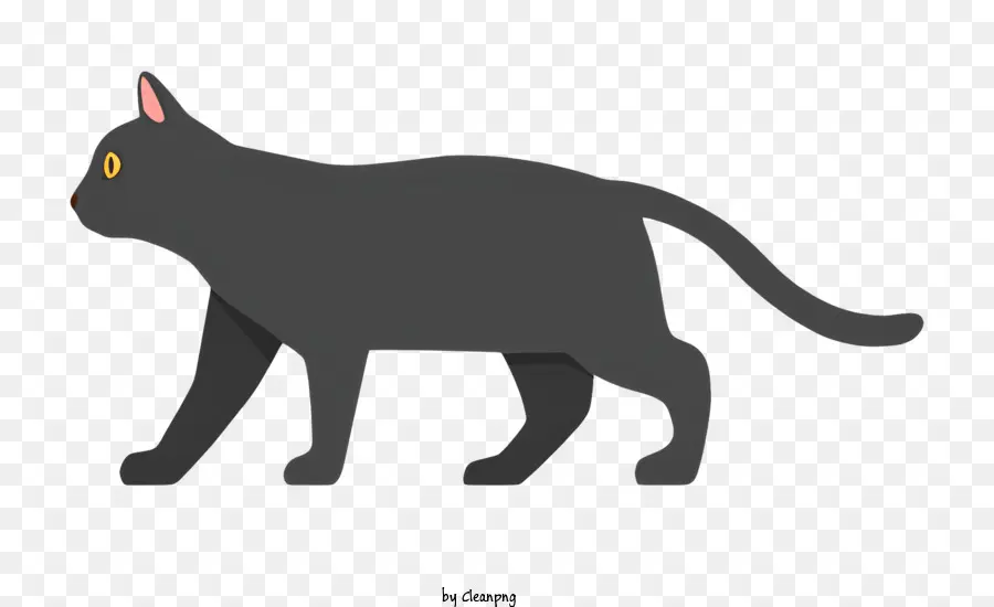 Siyah Kedi，Perked Kulakları Olan Kedi PNG