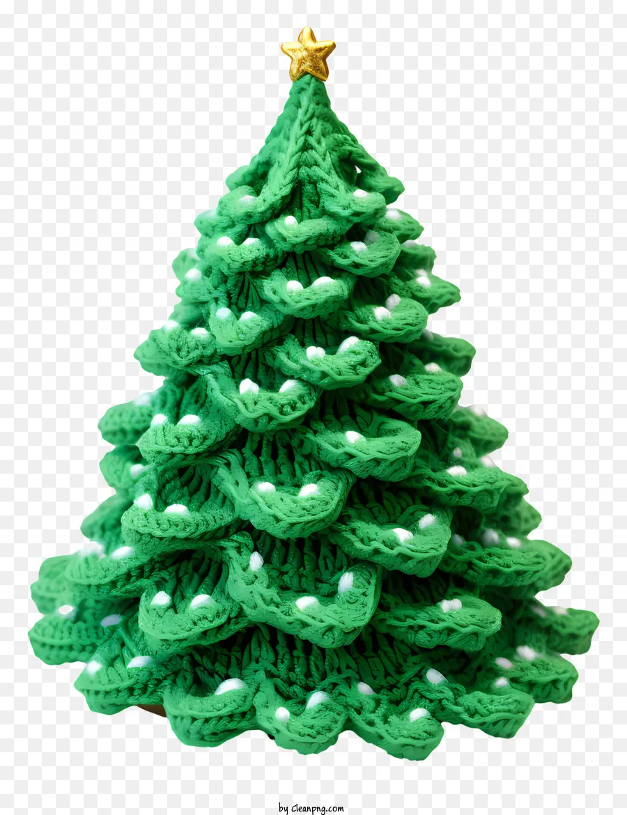 Yeşil Örme Noel Ağacı，Beyaz Noktalar PNG