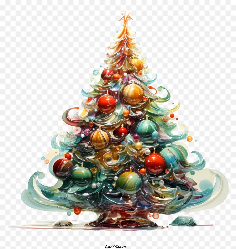 Noel Ağacı，Renkli Süslemeler PNG