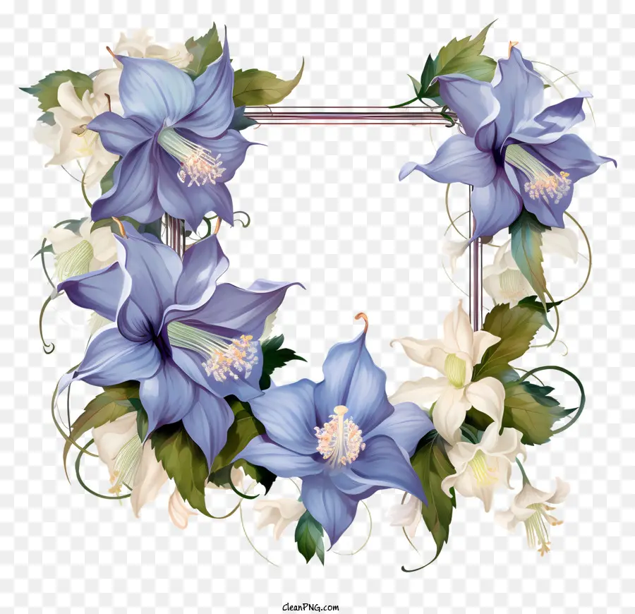 Mavi Ve Beyaz çelenk，çiçek çelenk PNG