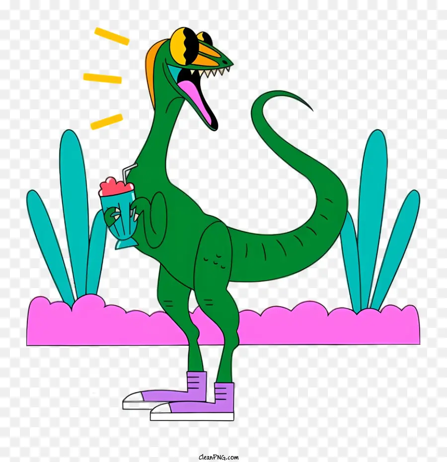 Yeşil Dinozor，Mor Ayakkabı PNG