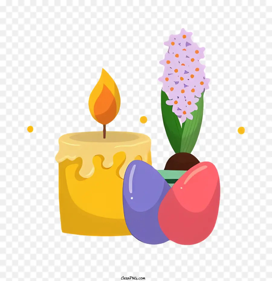 Çiçek Ile Mum，Sarı Ve Pembe çiçek Mumu PNG