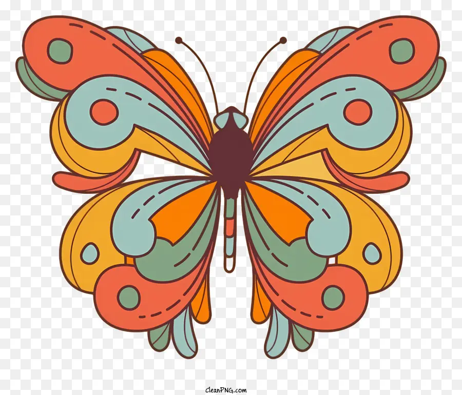 Renkli Kelebek，Karmaşık Desenler PNG