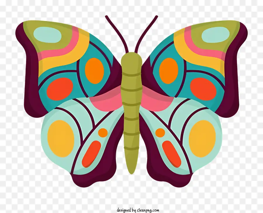 Renkli Kelebek，Kanatlarda Büyük Noktalar PNG