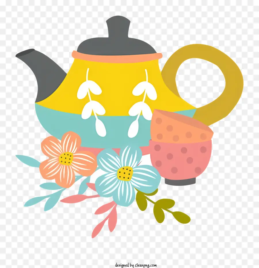 çaydanlık，çiçek Desenli PNG