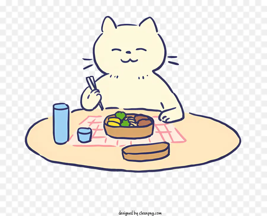 çatalla Yemek Yeme，Kedi Kıyafet Giyiyor PNG