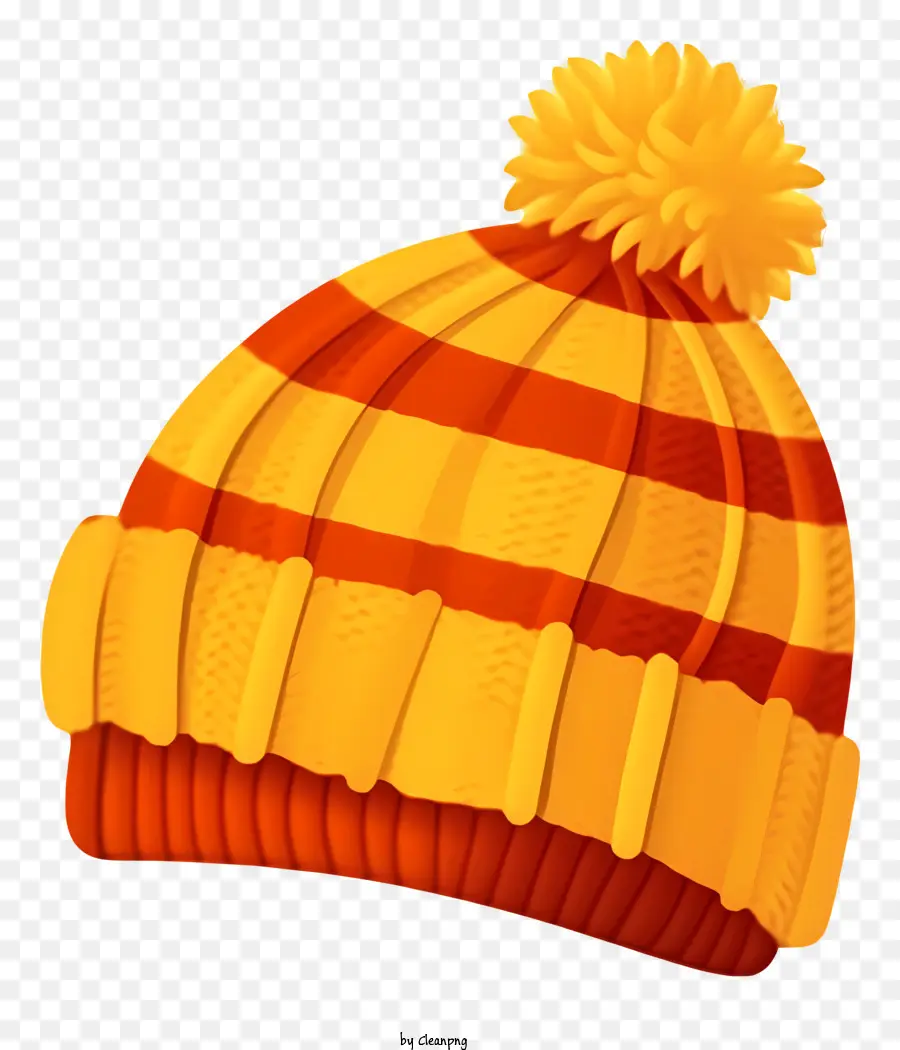 Sarı Ve Turuncu çizgili şapka，örme şapka PNG
