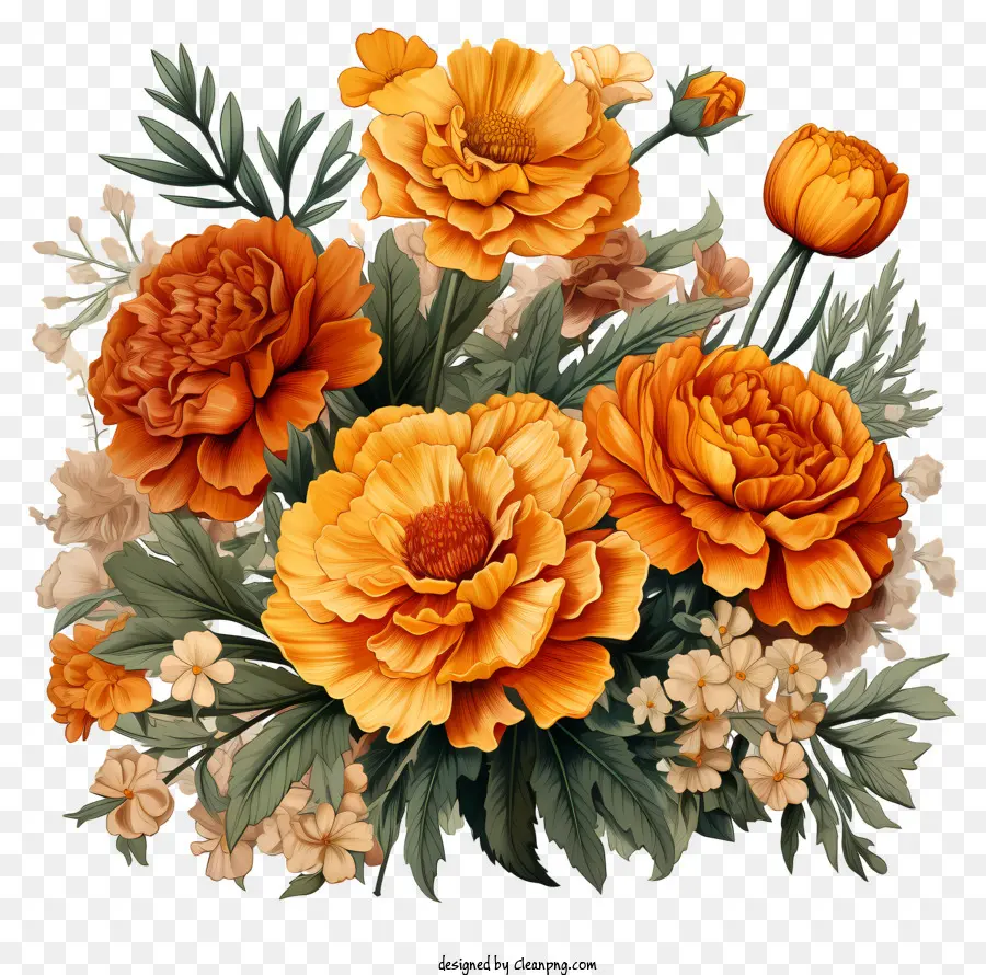 çiçek Aranjmanı，Turuncu Ve Sarı çiçekler PNG