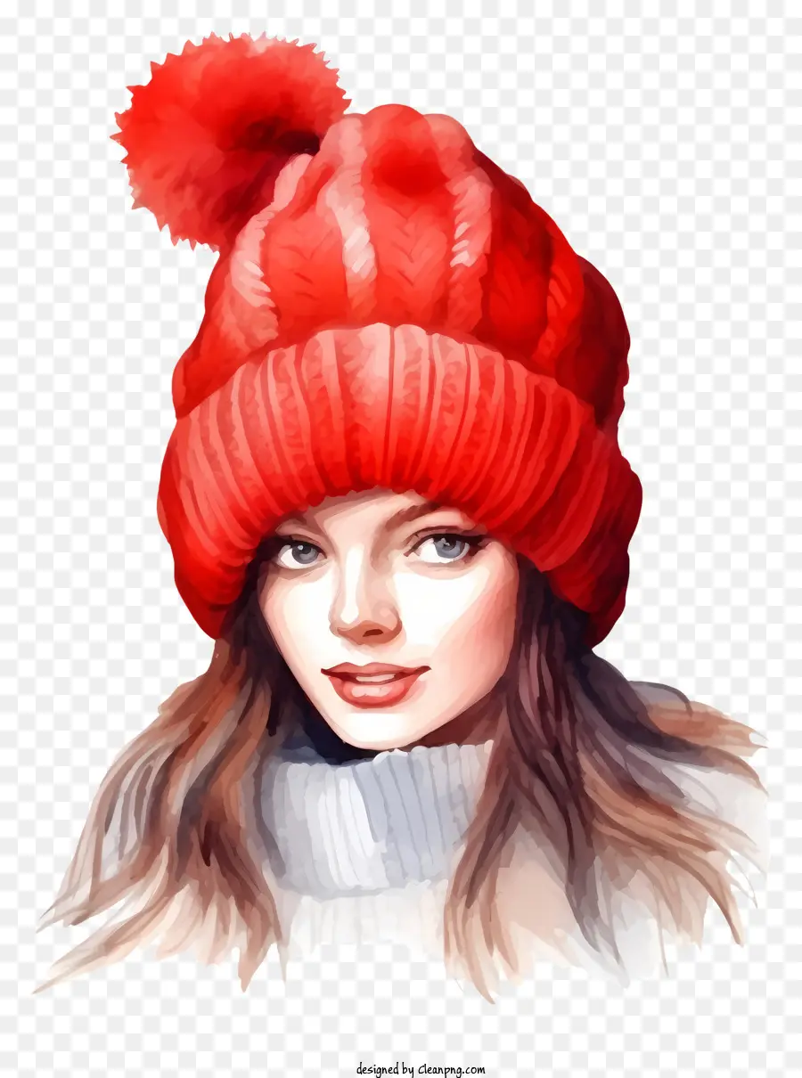 Kız，Kırmızı örgü şapka PNG