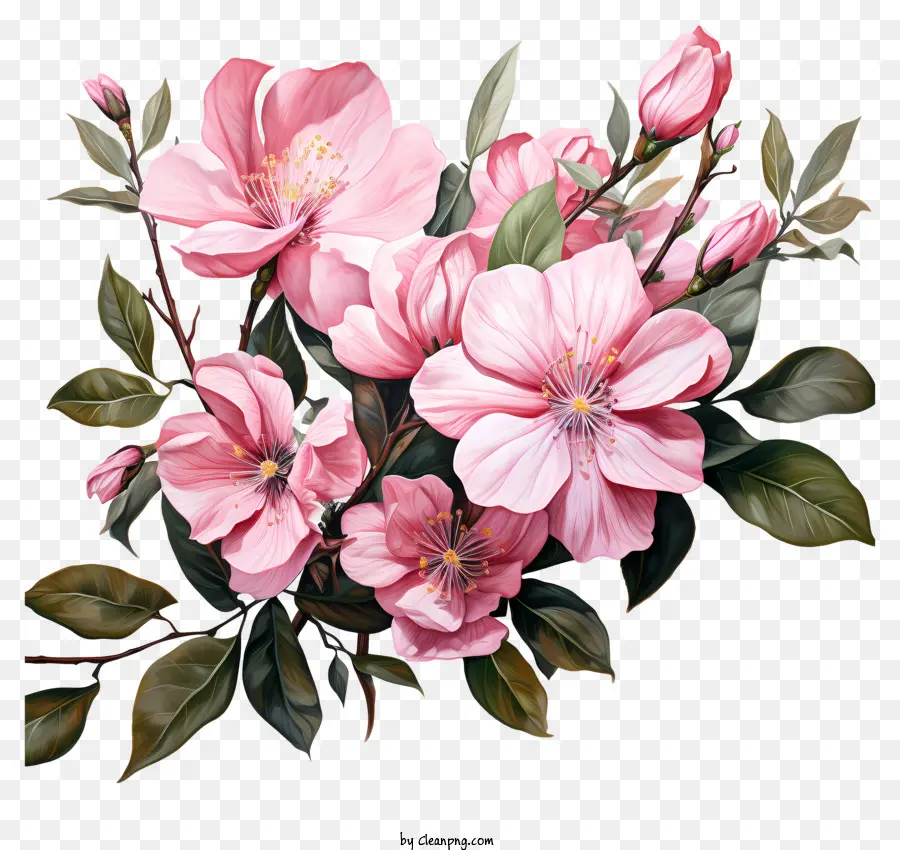 Pembe çiçekler，Açık Pembe Yaprakları PNG