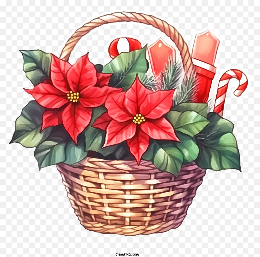 Noel Çiçek Sepeti Emoji，Poinsettias PNG
