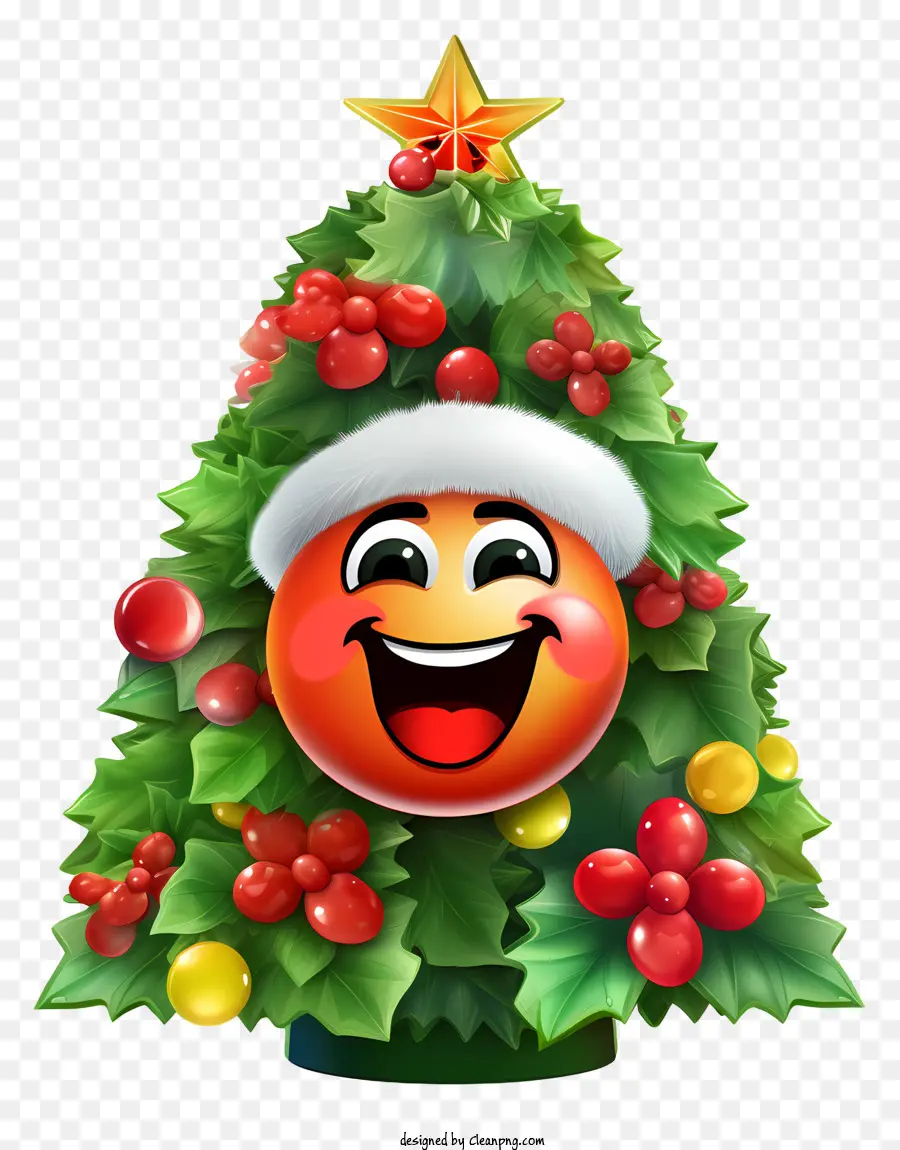 Noel öğeleri，Gülümseyen Ağaç Emoji PNG