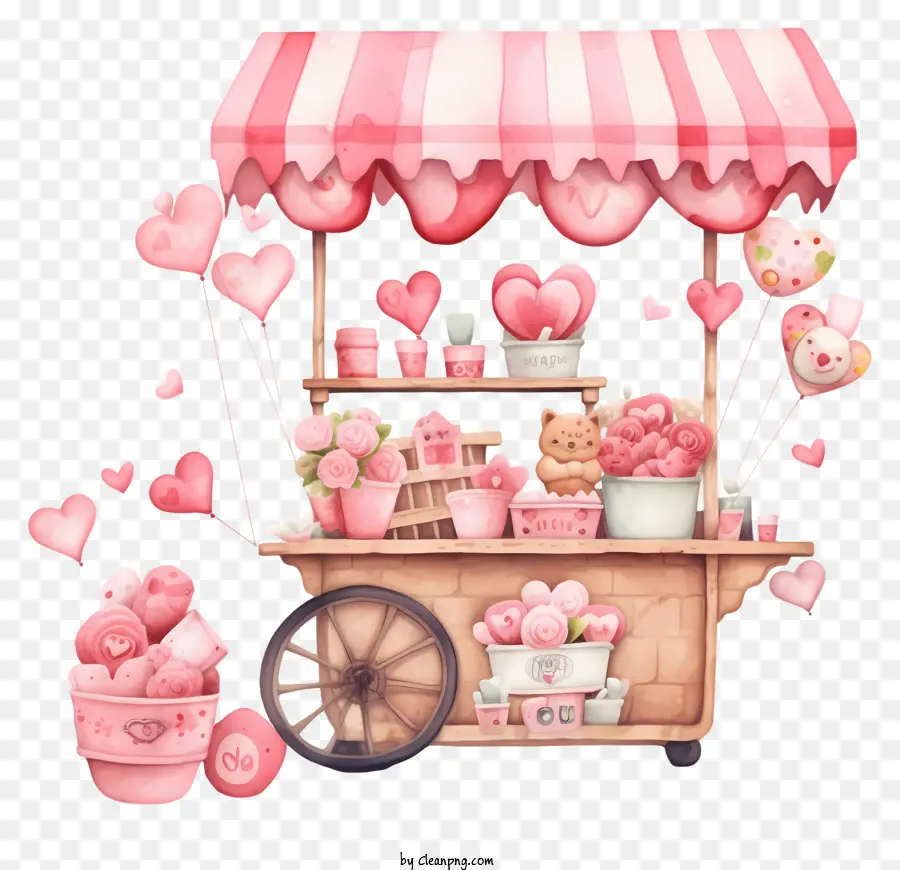 Pastel Sevgililer Günü Romantik Durak，Pembe şeker Arabası PNG