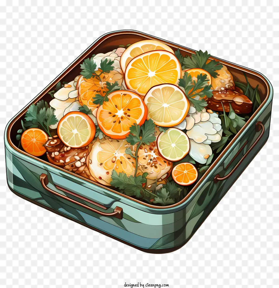 Bento Kutusu，Narenciye Yemek Tabağı PNG