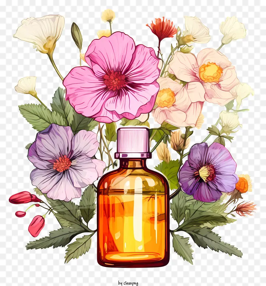Modaya Uygun Retro Tarzı çiçek özleri Terapisi，Suluboya Resim PNG