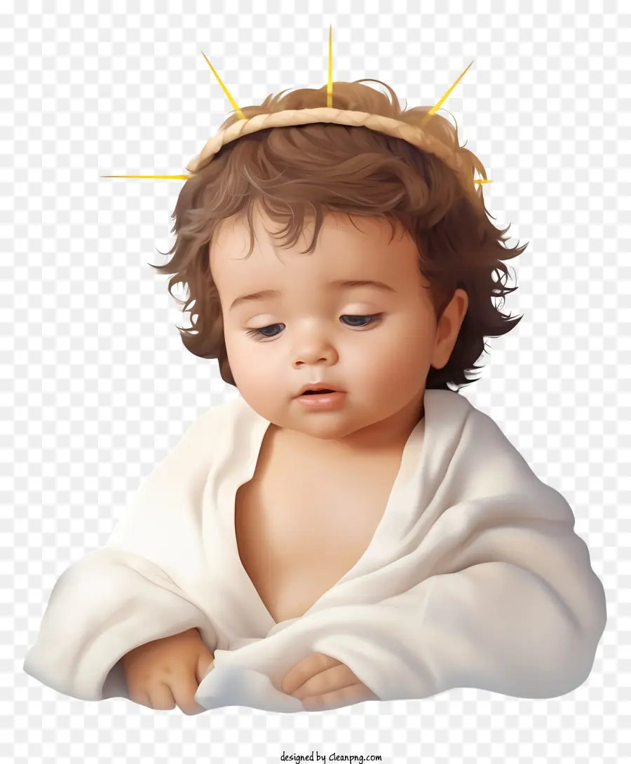 Gerçekçi 3d İsa Bebeği，Diken Tacı Ile Bebek PNG