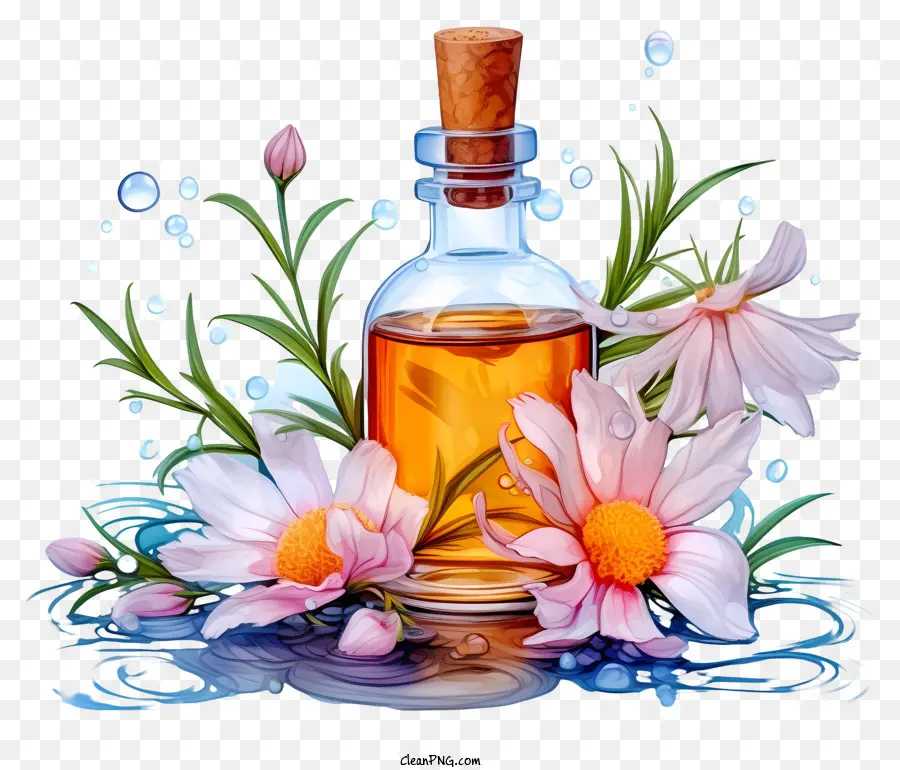 Karikatür çiçek özleri Terapisi，Cam şişe PNG