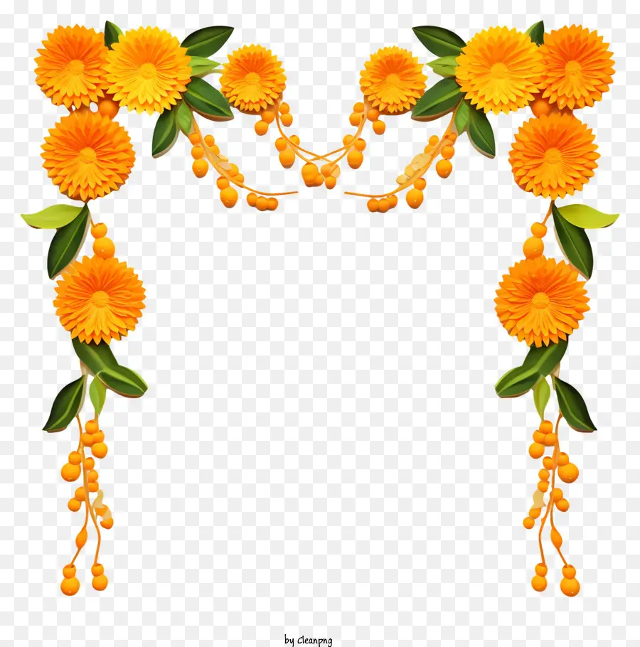 Toran Marigold Dekorasyonu，çiçek Sınır PNG