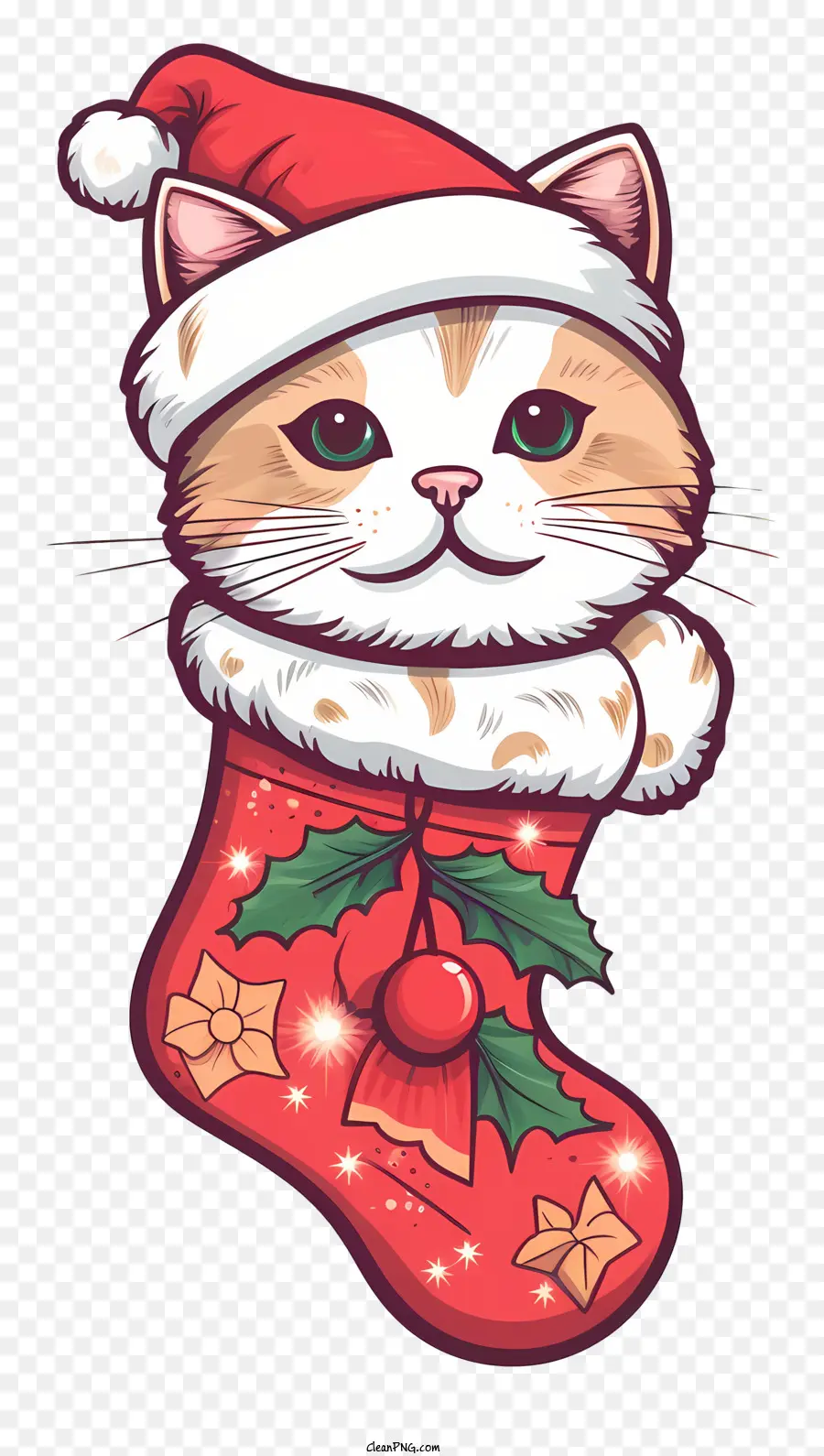 Noel çoraplı Modaya Uygun Retro Kedi，çoraplı Kedi PNG