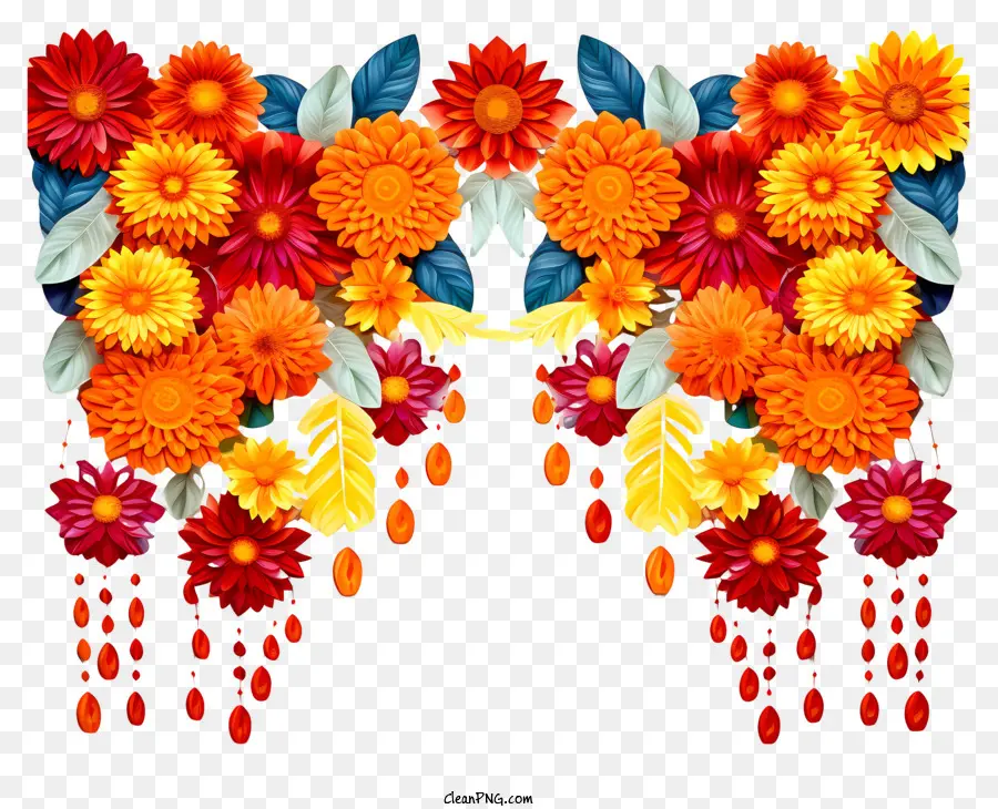 Çiçek Thoranam，Renkli çiçekler PNG