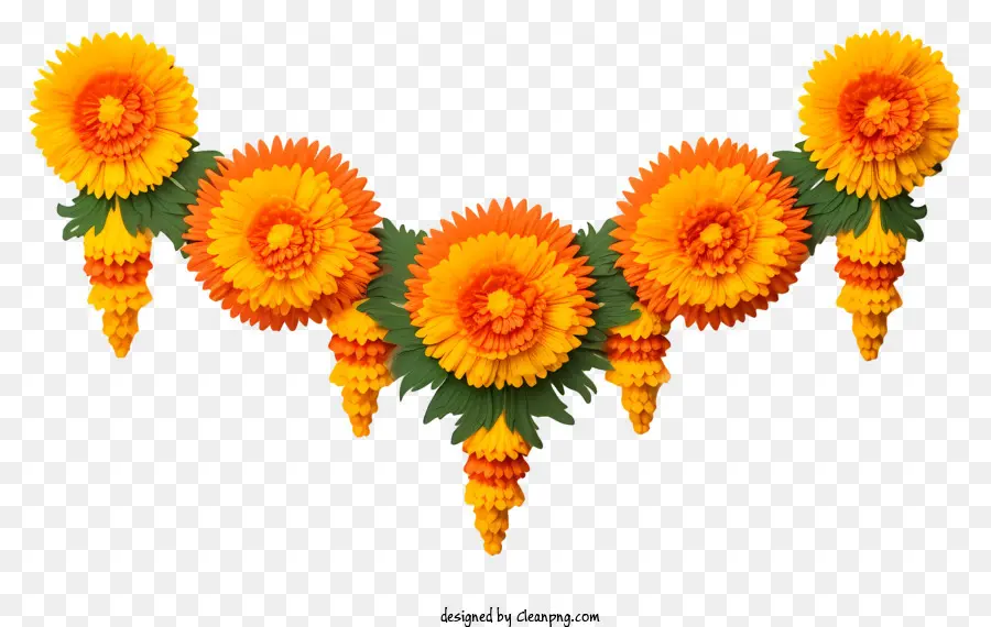 Gerçekçi 3d Marigold Çiçek Çelenk，çiçek Aranjmanı PNG