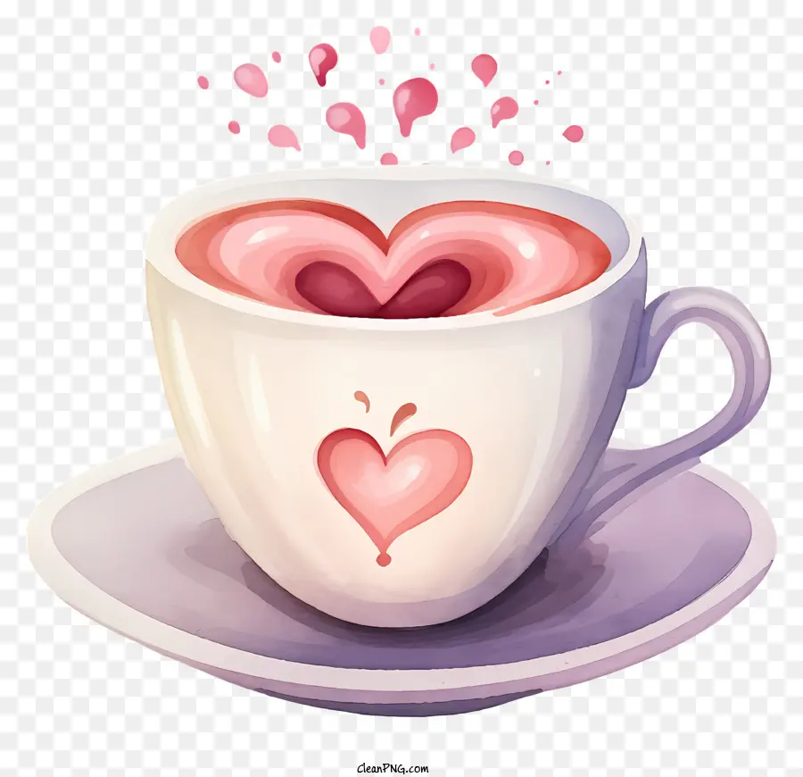 Pastel Sevgililer Günü Kahvesi，Sıcak Pembe İçecek PNG