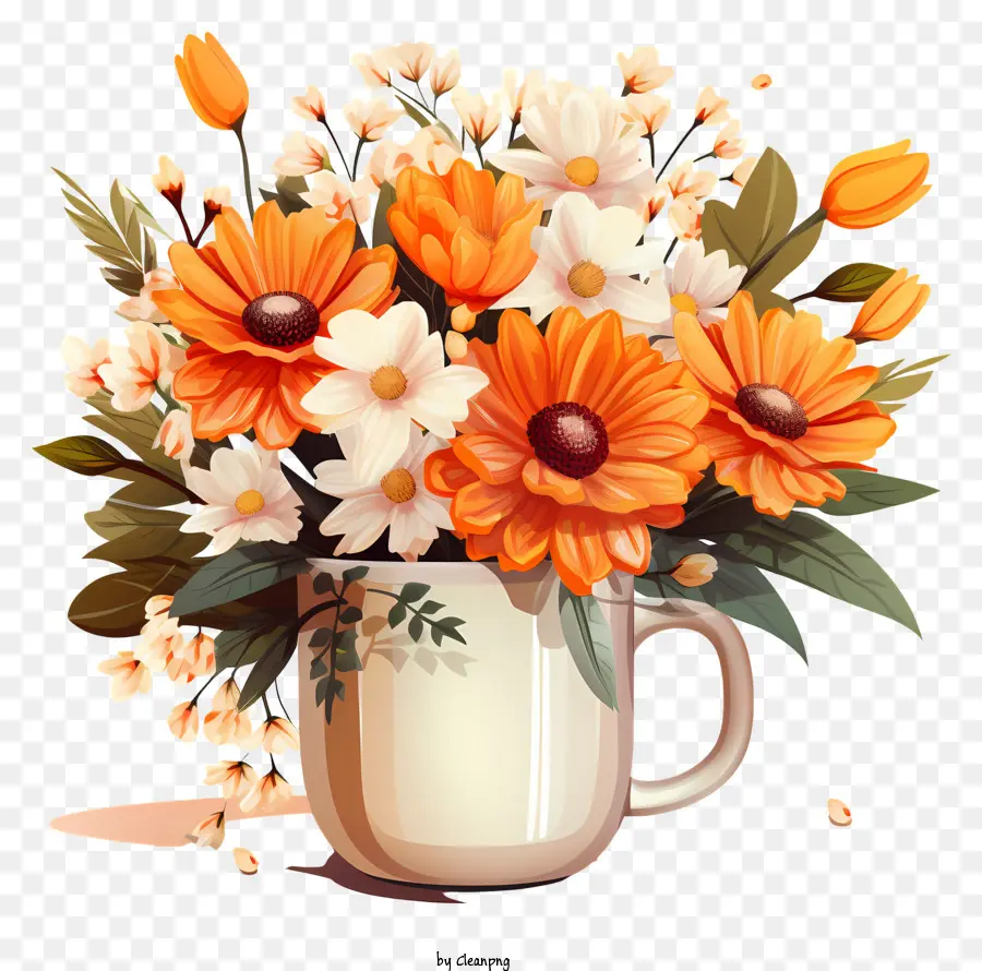 Kahve çiçek，çiçek Vazosu PNG