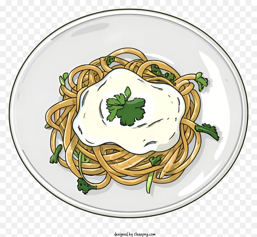 Karikatür，Krema Soslu Spagetti PNG