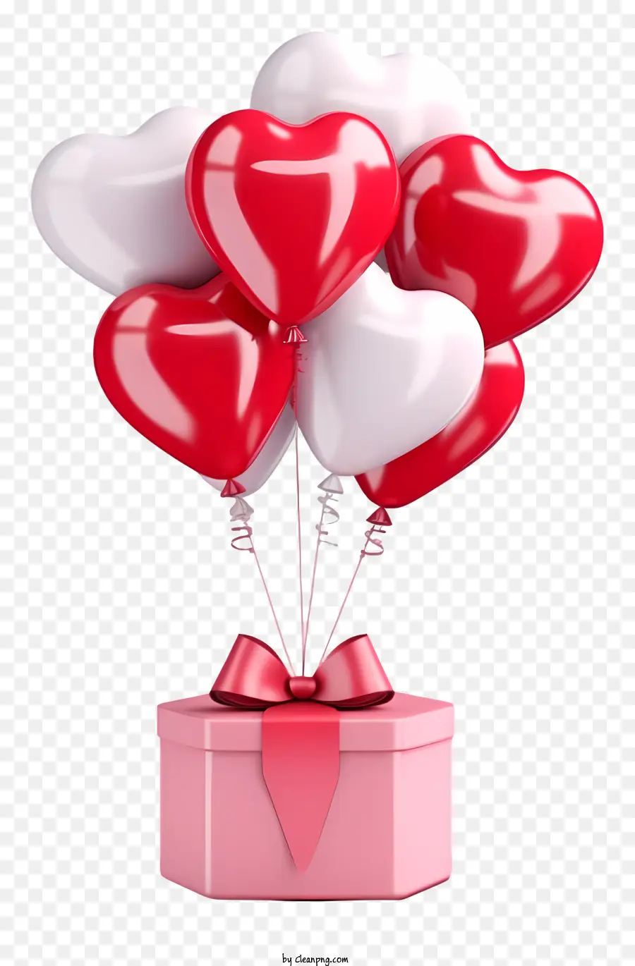 Gerçekçi 3d Sevgililer Hediye Balonu，Kalp şeklinde Kutu PNG