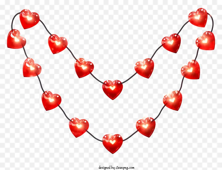 Sevgililer Günü String Lights Emoji，Kalp çelenk PNG