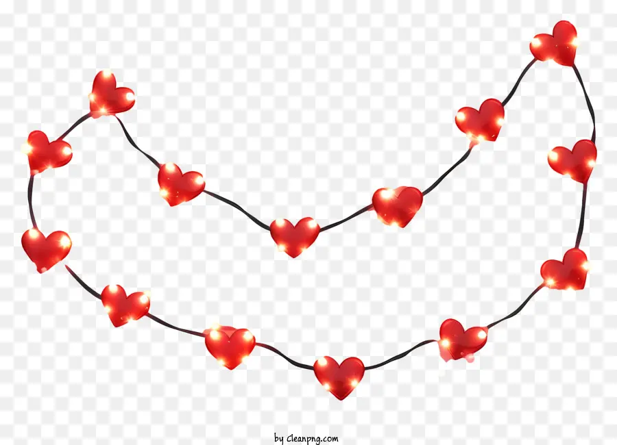 Sevgililer String Lights Emoji，Kalp şeklindeki Ampuller PNG
