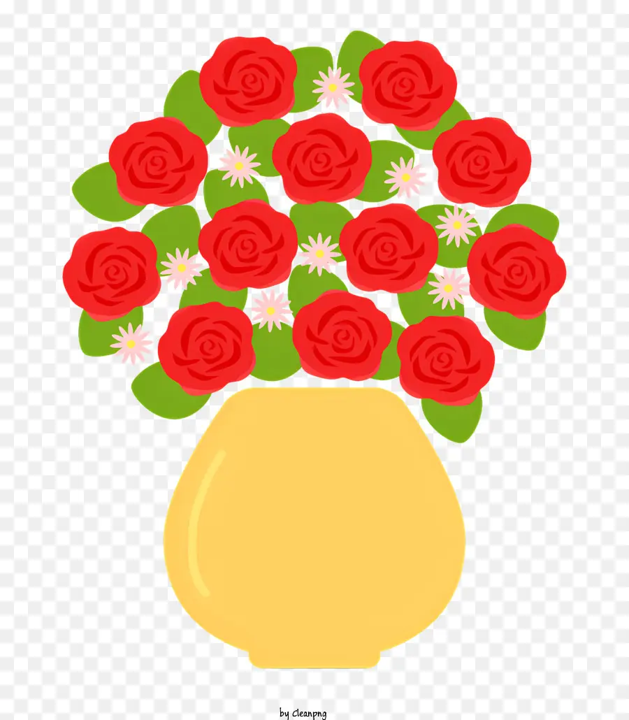 Vazo，Kırmızı Güller PNG