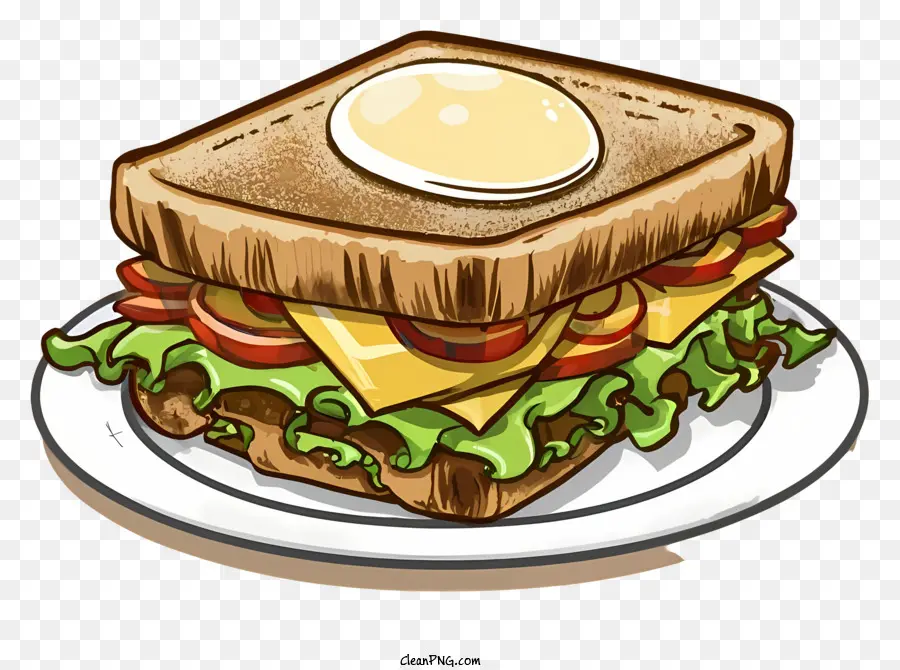 Karikatür，Kızarmış Yumurta Ile Sandviç PNG